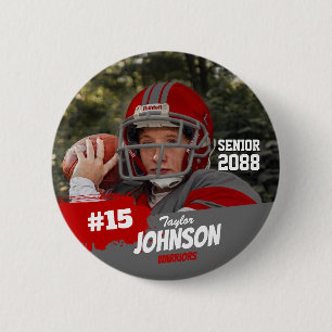 Football Player Senior Night Custom Photo Sports 6 Cm Round Badge