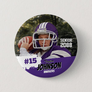 Football Player Senior Night Custom Photo Sports 6 Cm Round Badge