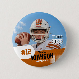 Football Player Senior Night Custom Photo Sports 6 Cm Round Badge