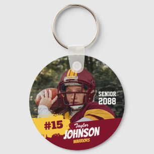 Football Player Senior Night Custom Photo Sports Key Ring