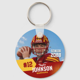 Football Player Senior Night Custom Photo Sports Key Ring