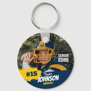 Football Player Senior Night Custom Photo Sports Key Ring