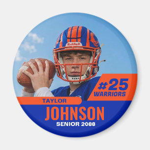 Football Player Senior Night Custom Photo Sports Magnet