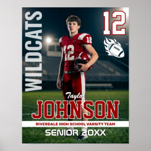 Football Player Senior Night Custom Photo Sports Poster