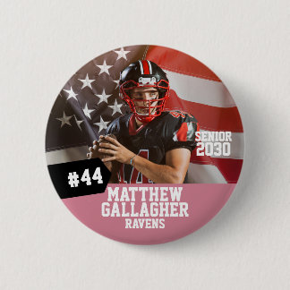 Football Player Senior Night Photo 6 Cm Round Badge