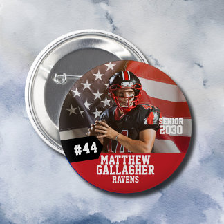 Football Player Senior Night Photo 6 Cm Round Badge