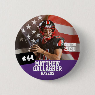 Football Player Senior Night Photo 6 Cm Round Badge