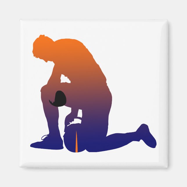 football player silhouette magnet (Front)