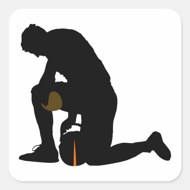 football player silhouette square sticker (Front)