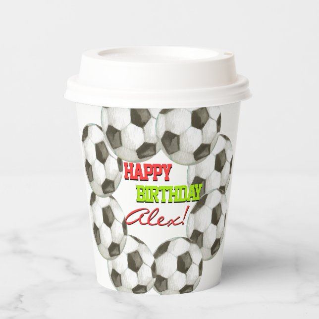 Football Player Soccer Boy Girl Birthday Party Paper Cups (Front)