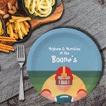Football Player Super Fan Game Day Paper Plate<br><div class="desc">Customise these football player paper plates with your name. See MATCHING invitations and more in our collection.</div>