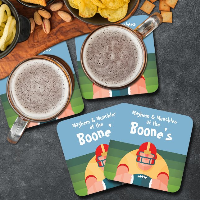 Football Player Super Fan Game Day Square Paper Coaster (Football Player Super Fan Game Day Square Paper Coasters)