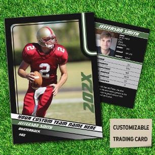 Football Player Trading Card Custom Gift in Green