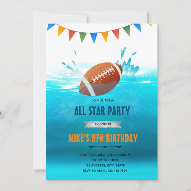 Football pool birthday party invitation (Front)