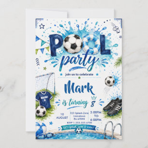  Football Pool Swimming Party Birthday Invitation