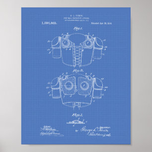 Football Protective 1914 Patent Art Blueprint Poster