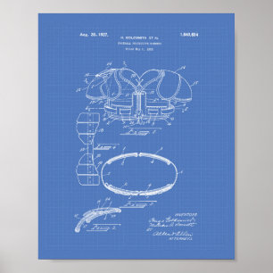 Football Protective Harness 1927 - Blueprint Poster