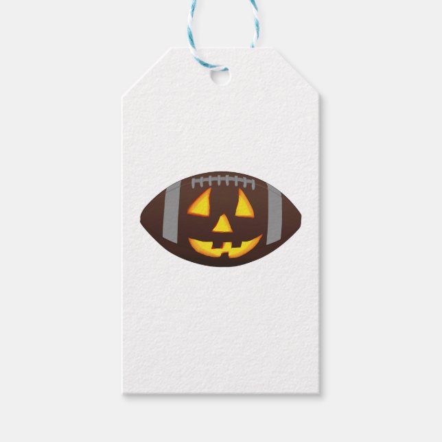 Football Pumpkin Face Gift Tags (Front)