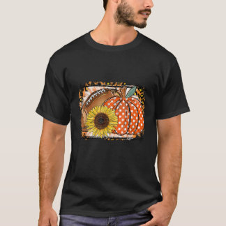 Football Pumpkin Sunflower Football Lover Fall Tha T-Shirt