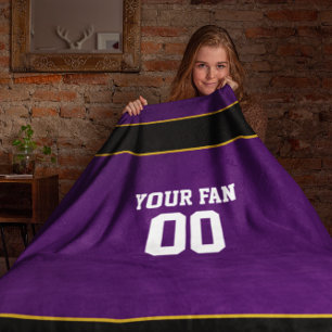 Football Purple & Black Personalised Fleece Blanket