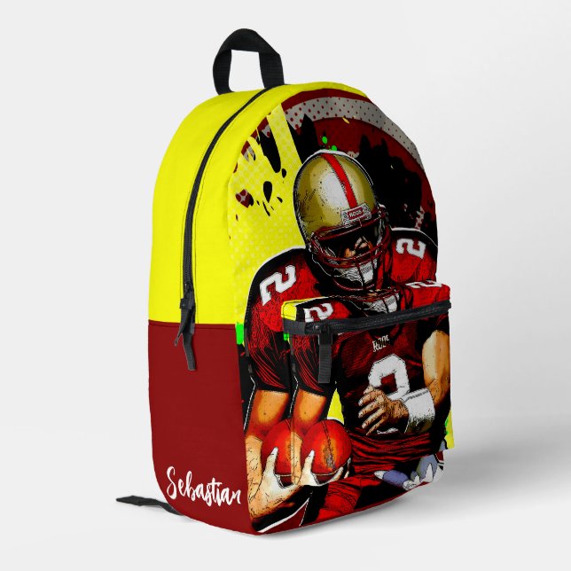 Football Quarterback Personalised  Printed Backpack (Back Corner Left)