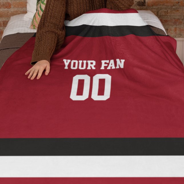 Football Red & Black Personalised Fleece Blanket (Creator Uploaded)