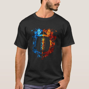 Football Red Blue Fire Sports Football T-Shirt