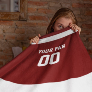 Football Red & White Personalised Fleece Blanket