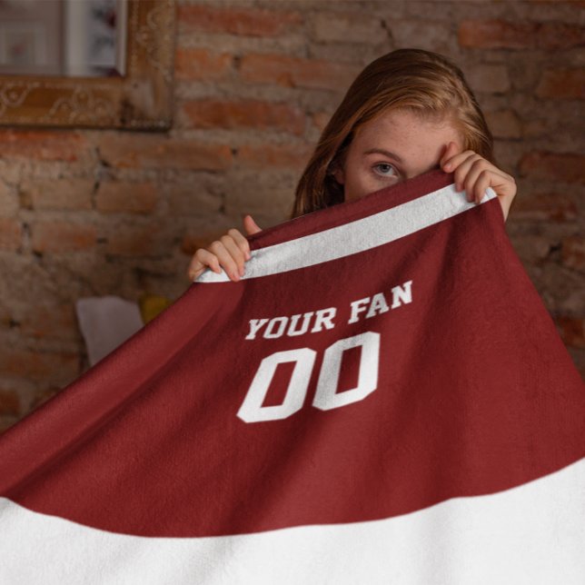 Football Red & White Personalised Fleece Blanket (Creator Uploaded)