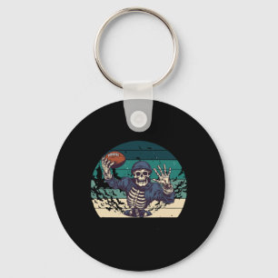 Football Retro Vintage Halloween Skeleton Key Ring