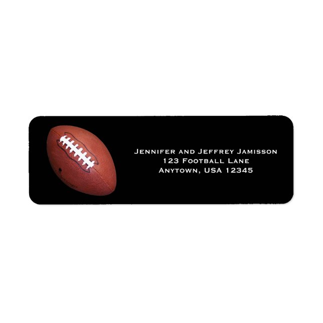 Football Return Address Labels on Black (Front)