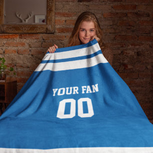 Football Royal Blue & White Personalised Fleece Blanket