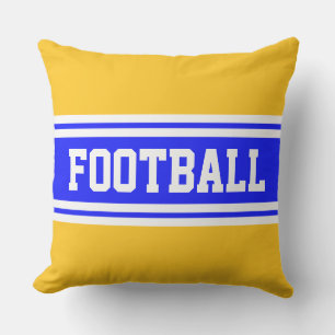 FOOTBALL Royal Blue Yellow Orange White Stripes Cushion