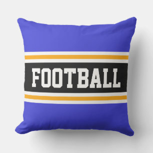FOOTBALL Royal Navy Blue Black Athletic Stripes Cushion