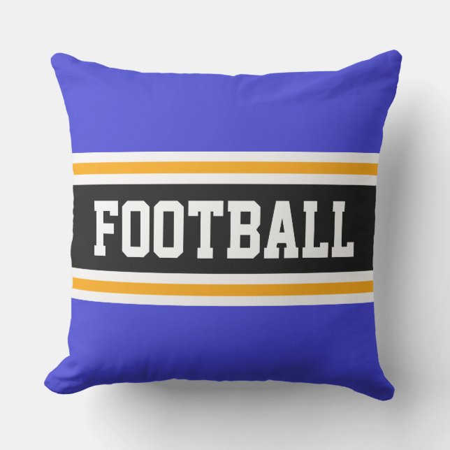 FOOTBALL Royal Navy Blue Black Athletic Stripes Cushion (Front)