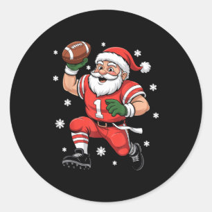 Football Santa Claus Lineman Christmas Quarterback Classic Round Sticker