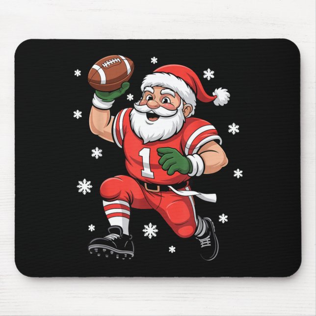Football Santa Claus Lineman Christmas Quarterback Mouse Pad (Front)