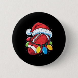 Football Santa Hat Christmas Lights Festive Touchd 6 Cm Round Badge