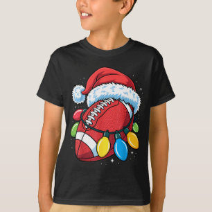 Football Santa Hat Christmas Lights Festive Touchd T-Shirt