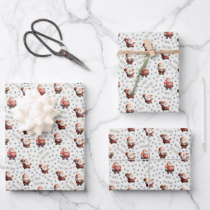 Football Santa on Ivory Wrapping Paper Sheet