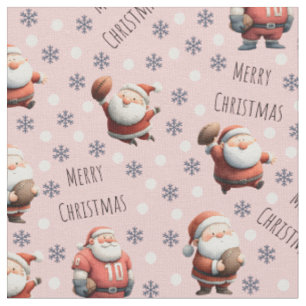 Football Santa on Light Pink Fabric