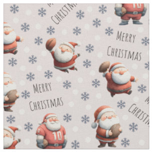 Football Santa on Pale Pink Fabric