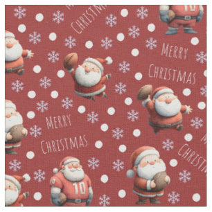 Football Santa on Red Fabric