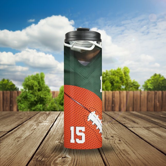 Football Season Custom Jersey Number Thermal Tumbler (Creator Uploaded)