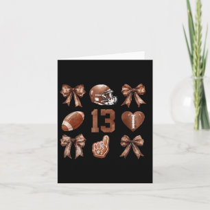Football Season Kids Bow Coquette 13th Birthday 13 Card