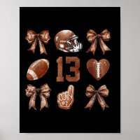 Football Season Kids Bow Coquette 13th Birthday 13