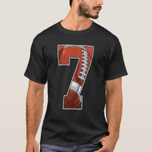 Football Seventh 7th Birthday Boy 7 Seven Years Ol T-Shirt