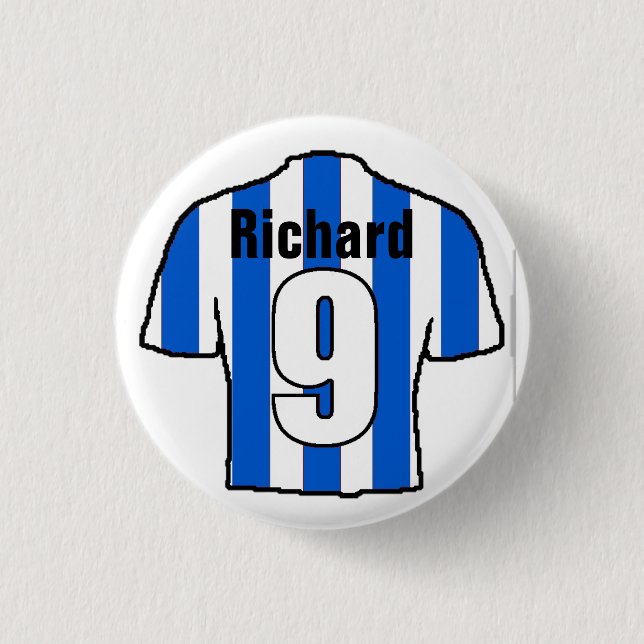 Football Shirt Design. Football Fan Button Badge (Front)
