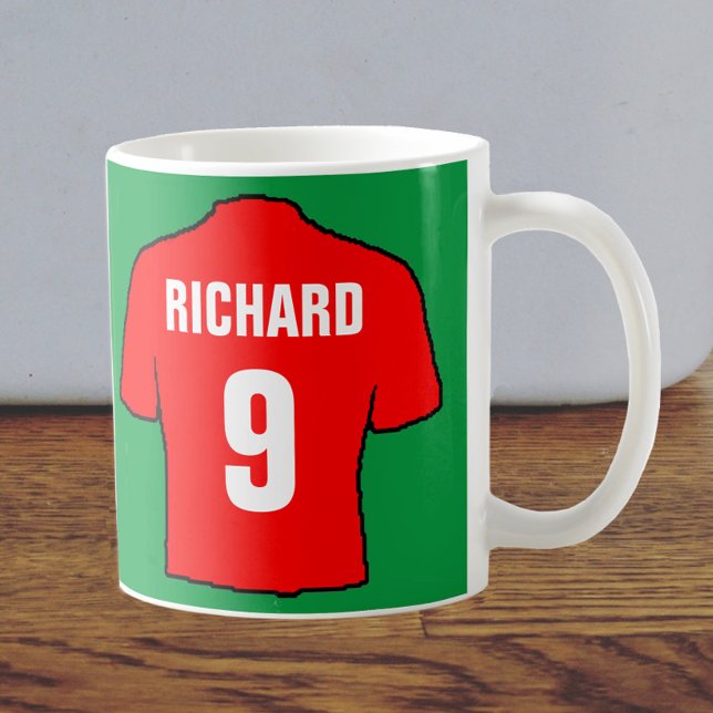 Football shirt design in red. coffee mug (Creator Uploaded)