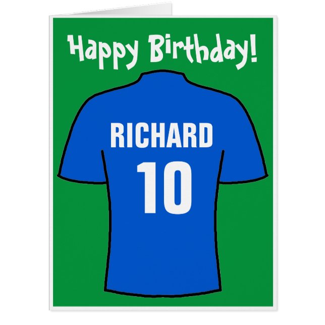 Football Shirt in Blue Birthday Card (Front)